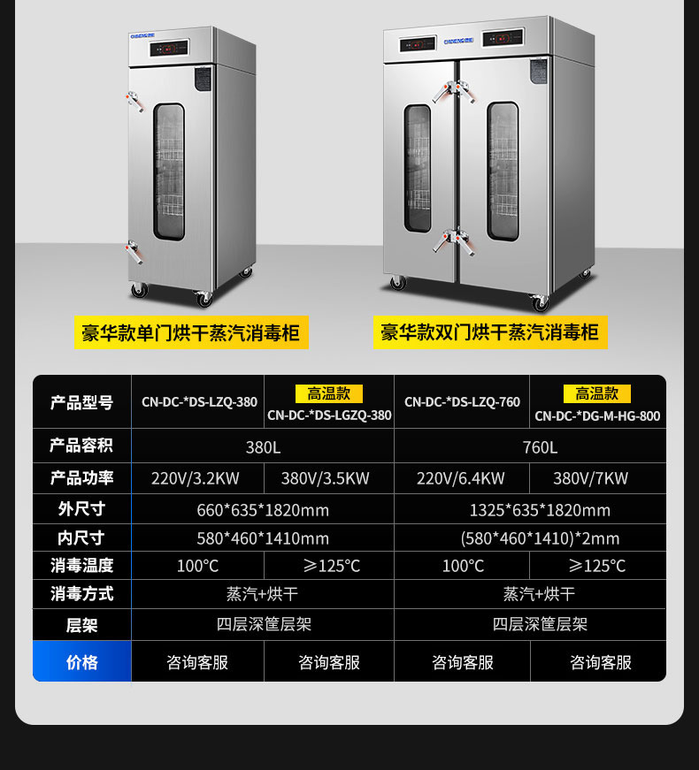 AG庄闲蒸汽消毒柜产品参数5