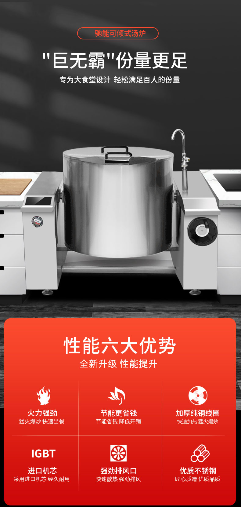 AG庄闲可倾式汤炉六大性能